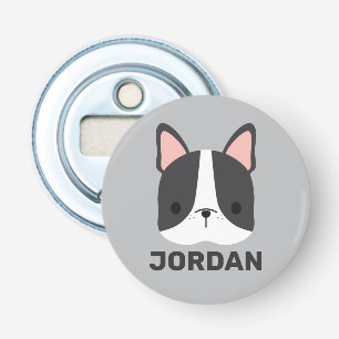 Cute French Bulldog met Persoonlijke naam Button Flesopener