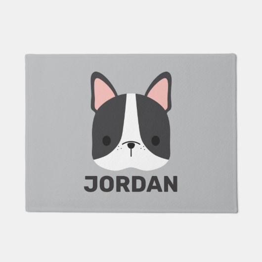 Cute French Bulldog met Persoonlijke naam Deurmat (Voorkant)
