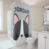 Cute French Bulldog met Persoonlijke naam Douchegordijn (In situ)