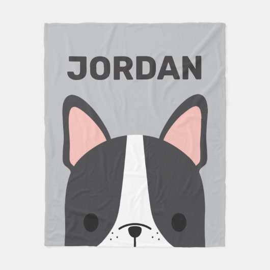 Cute French Bulldog met Persoonlijke naam Fleece Deken (Voorkant)