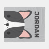 Cute French Bulldog met Persoonlijke naam Fleece Deken (Voorkant (Horizontaal))