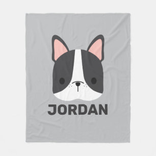 Cute French Bulldog met Persoonlijke naam Fleece Deken