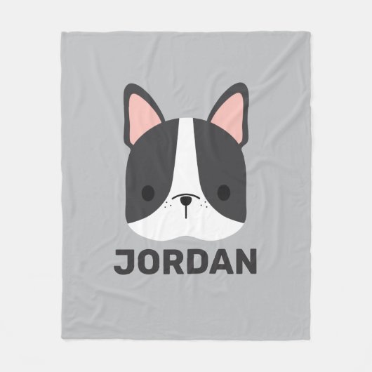 Cute French Bulldog met Persoonlijke naam Fleece Deken (Voorkant)