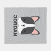 Cute French Bulldog met Persoonlijke naam Fleece Deken (Voorkant (Horizontaal))