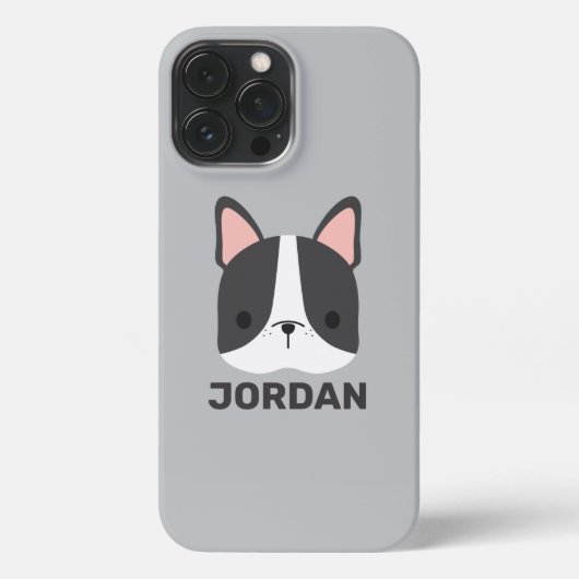 Cute French Bulldog met Persoonlijke naam iPhone Hoesje (Achterkant)