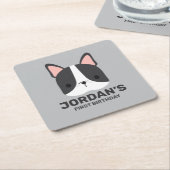 Cute French Bulldog met Persoonlijke naam Kartonnen Onderzetters (Schuin)