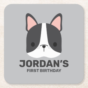 Cute French Bulldog met Persoonlijke naam Kartonnen Onderzetters