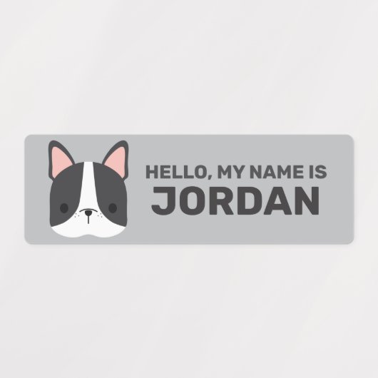 Cute French Bulldog met Persoonlijke naam Labels (Design 1)