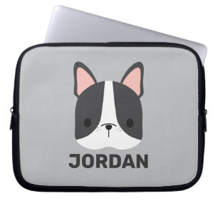 Cute French Bulldog met Persoonlijke naam Laptop Sleeve
