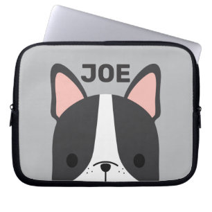 Cute French Bulldog met Persoonlijke naam Laptop Sleeve