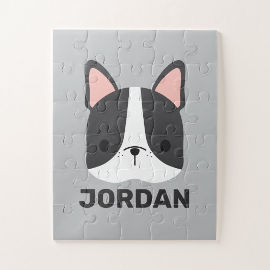 Cute French Bulldog met Persoonlijke naam Legpuzzel (Verticaal)