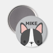 Cute French Bulldog met Persoonlijke naam Magneet (Voorkant / Achterkant)