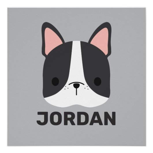 Cute French Bulldog met Persoonlijke naam Perfect Poster (Voorkant)