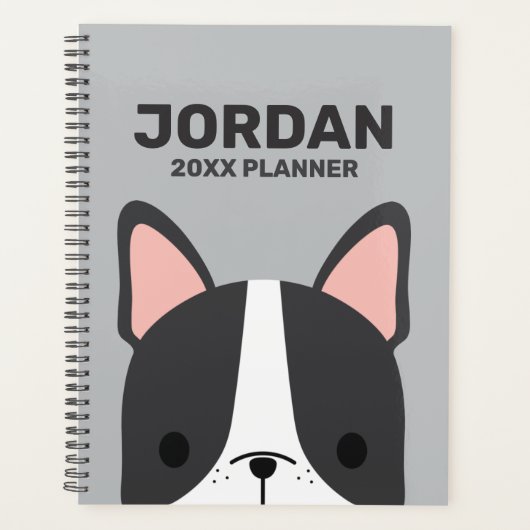 Cute French Bulldog met Persoonlijke naam Planner (Voorkant)