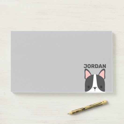 Cute French Bulldog met Persoonlijke naam Post-it® Notes (Op bureau)