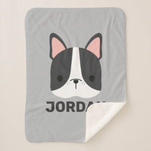 Cute French Bulldog met Persoonlijke naam Sherpa Deken