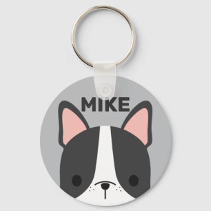 Cute French Bulldog met Persoonlijke naam Sleutelhanger
