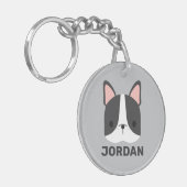 Cute French Bulldog met Persoonlijke naam Sleutelhanger (Voorkant Links)
