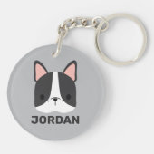 Cute French Bulldog met Persoonlijke naam Sleutelhanger (Achterkant)