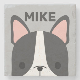 Cute French Bulldog met Persoonlijke naam Stenen Onderzetter