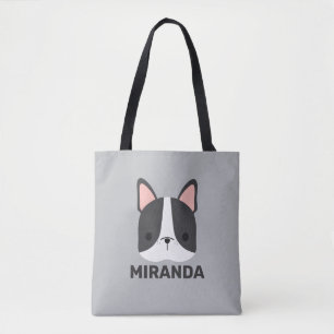 Cute French Bulldog met Persoonlijke naam Tote Bag