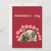 Cute French bulldog met rozen Valentijnsdag Feestdagenkaart (Voorkant)