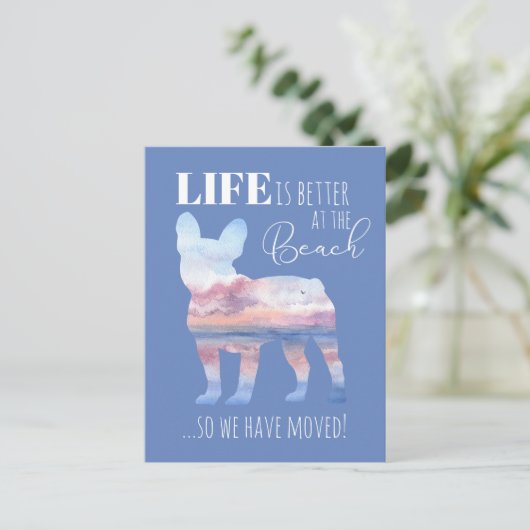 Cute French Bulldog Nieuw Adres Briefkaart (Staand voorkant)