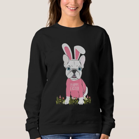 Cute French Bulldog Paashaas Ears Graphic Trui (Voorkant)