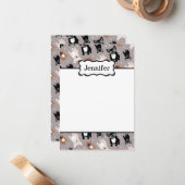 Cute French Bulldog past met Jouw naam aan Notitiekaartje (Voorkant / Achterkant in situ)