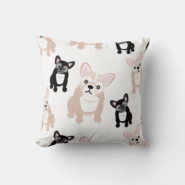 Cute French Bulldog Pattern Kussen (Voorkant)