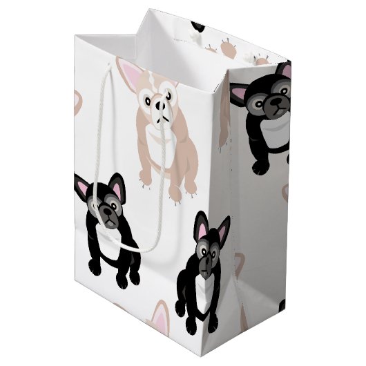 Cute French Bulldog Pattern Medium Cadeauzakje (Voorkant Gekanteld)