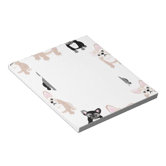 Cute French Bulldog Pattern Notitieblok (Schuin)
