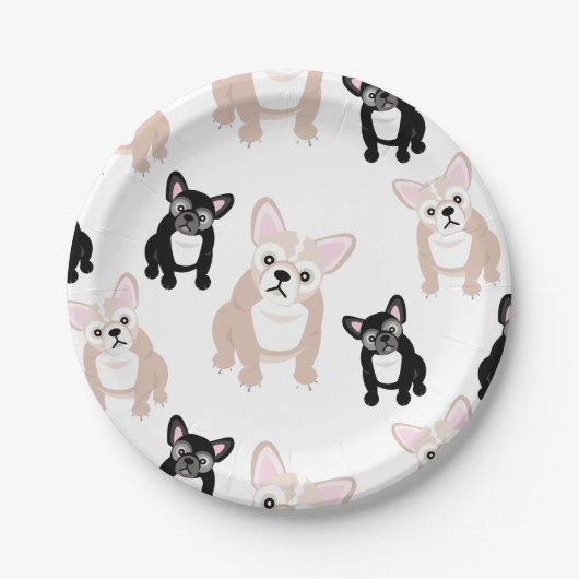 Cute French Bulldog Pattern Papieren Bordje (Voorkant)