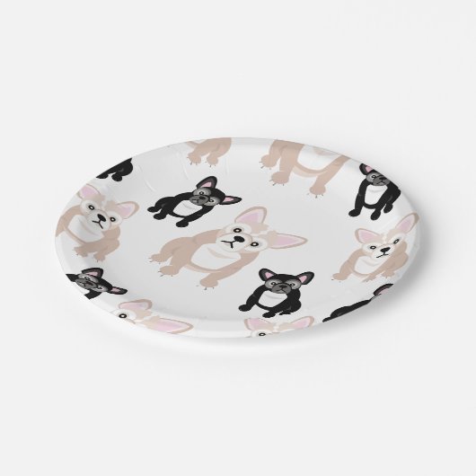 Cute French Bulldog Pattern Papieren Bordje (Gekanteld)