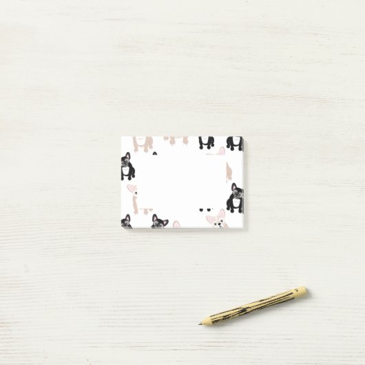 Cute French Bulldog Pattern Post-it® Notes (Op bureau)