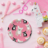 Cute French Bulldog Pattern roze Party Cake Papieren Bordje (Feest)