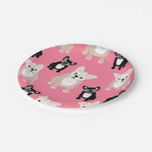 Cute French Bulldog Pattern roze Party Cake Papieren Bordje (Gekanteld)