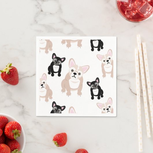 Cute French Bulldog Pattern Servetten (Insitu)