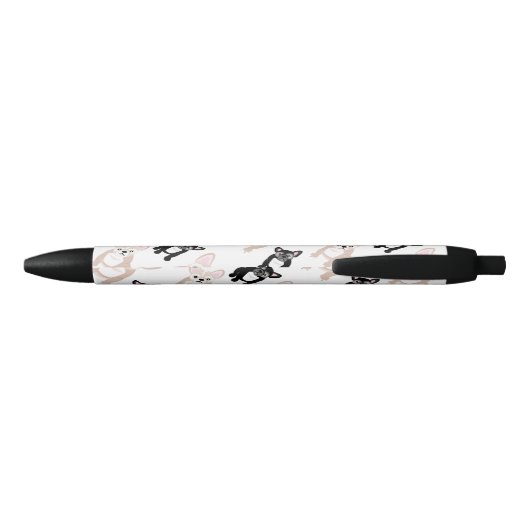 Cute French Bulldog Pattern Zwarte Inkt Pen (Achterkant)