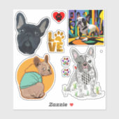Cute French Bulldog Paw Print Vinyl Stickers (Vel)