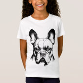 Cute French Bulldog Pencil Sketch Girls T-shirt (Voorkant)