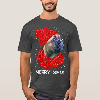 Cute French Bulldog Pet Scarf Merry Xmas Snow T-shirt