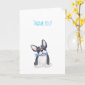 Cute French bulldog puppy dankje kaart (Gele Bloem)