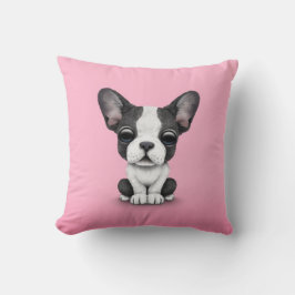 Cute French Bulldog Puppy Dog on Pink Kussen