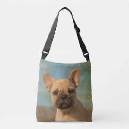 Cute French Bulldog Puppy Dog Portrait Foto - on Crossbody Tas