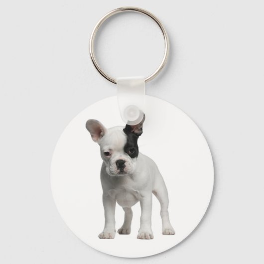 Cute French Bulldog Puppy Dog Sleutelhanger (Voorkant)