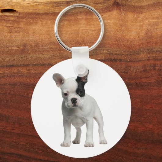 Cute French Bulldog Puppy Dog Sleutelhanger (Voorkant)
