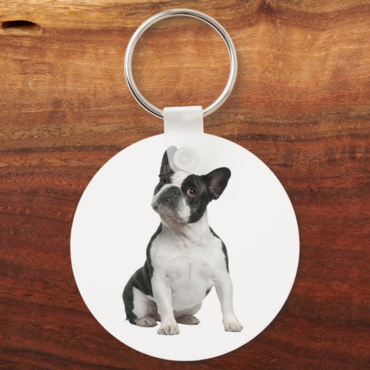 Cute French Bulldog Puppy Dog Sleutelhanger (Voorkant)