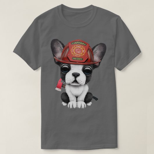 Cute French Bulldog Puppy Firefighter T-shirt (Design voorkant)