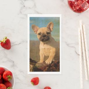 Cute French Bulldog Puppy - Funny Dog Head Foto - Servet